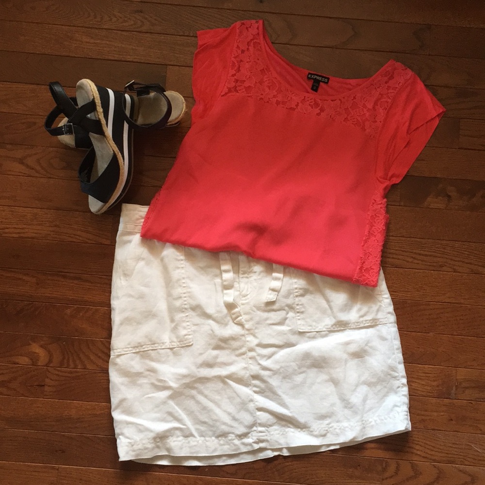 Merona white linen skirt size 10